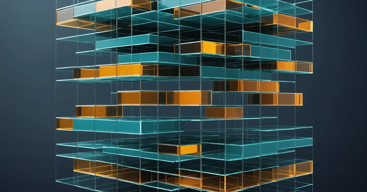 Abstract visualization of transparent layered data audit trail in finance context