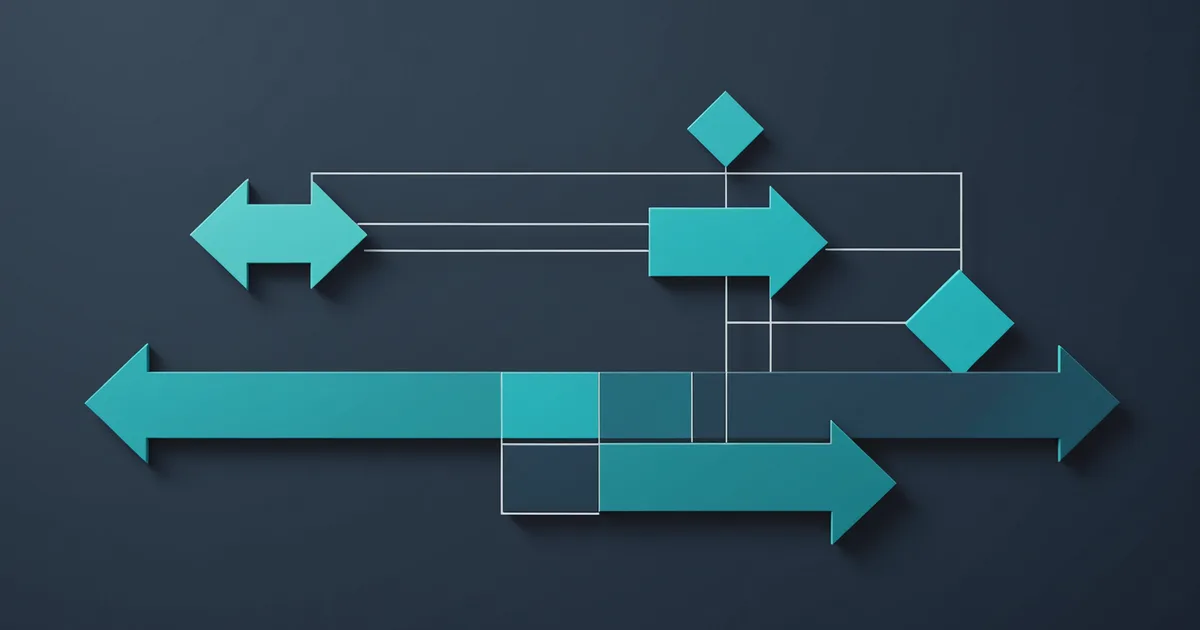 Abstract step-by-step sequential diagram showing automation workflow stages